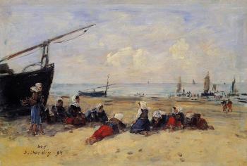 尤金 佈丹 Berck, Fisherwomen on the Beach, Low Tide